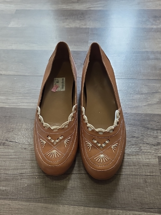 St. John's Bay Shoes - St. John's Bay Brown Embroidered Slip-On Flats